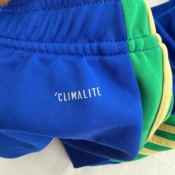 Adidas Warm Up Pants 3 Stripe Royal Blue Butter Yellow Green Mens 2XL Side Zip - Picture 4 of 7